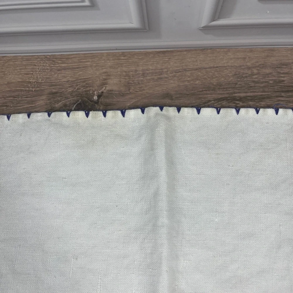 Vintage Linen Cross Stitch Embroidered Pagoda Willow Napkins Cream Set of 3